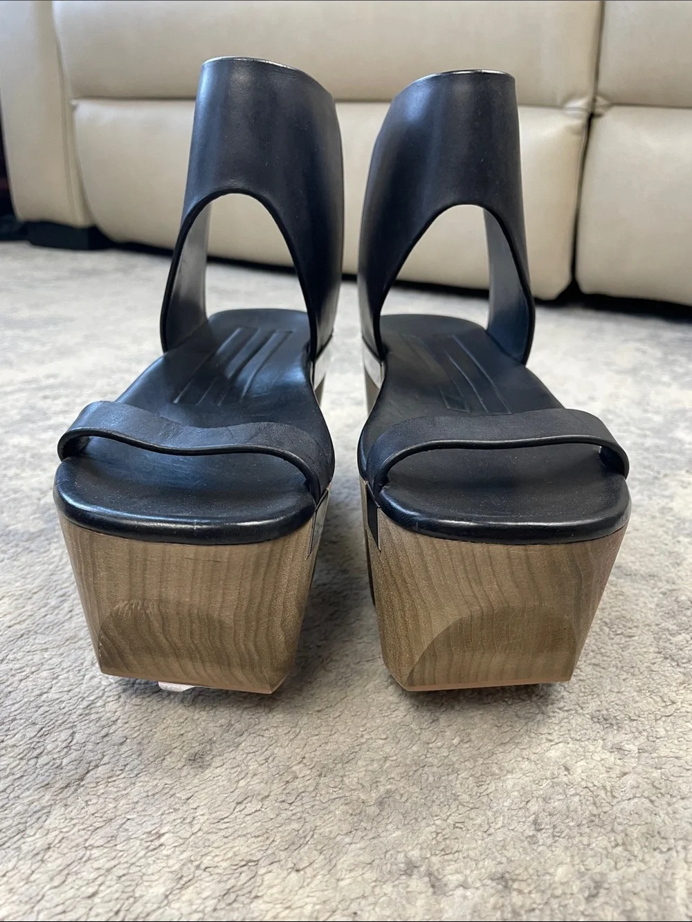 Rare Rick Owens Faun Monster Geta Platform Sandals Black Leather Sz 37 - Picture 8 of 16